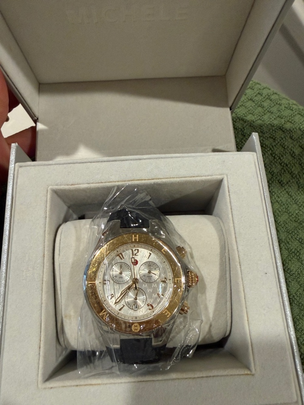 Women's two-tone Michelle Chronograph Watch with Black Strap